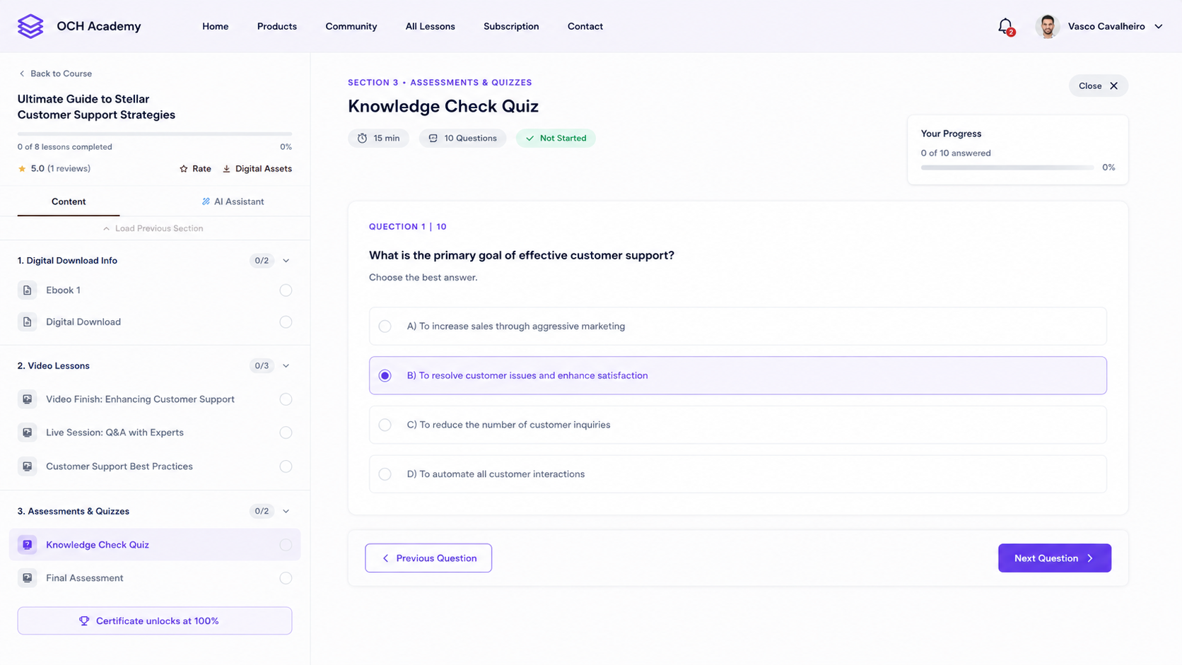 Assessments screenshot