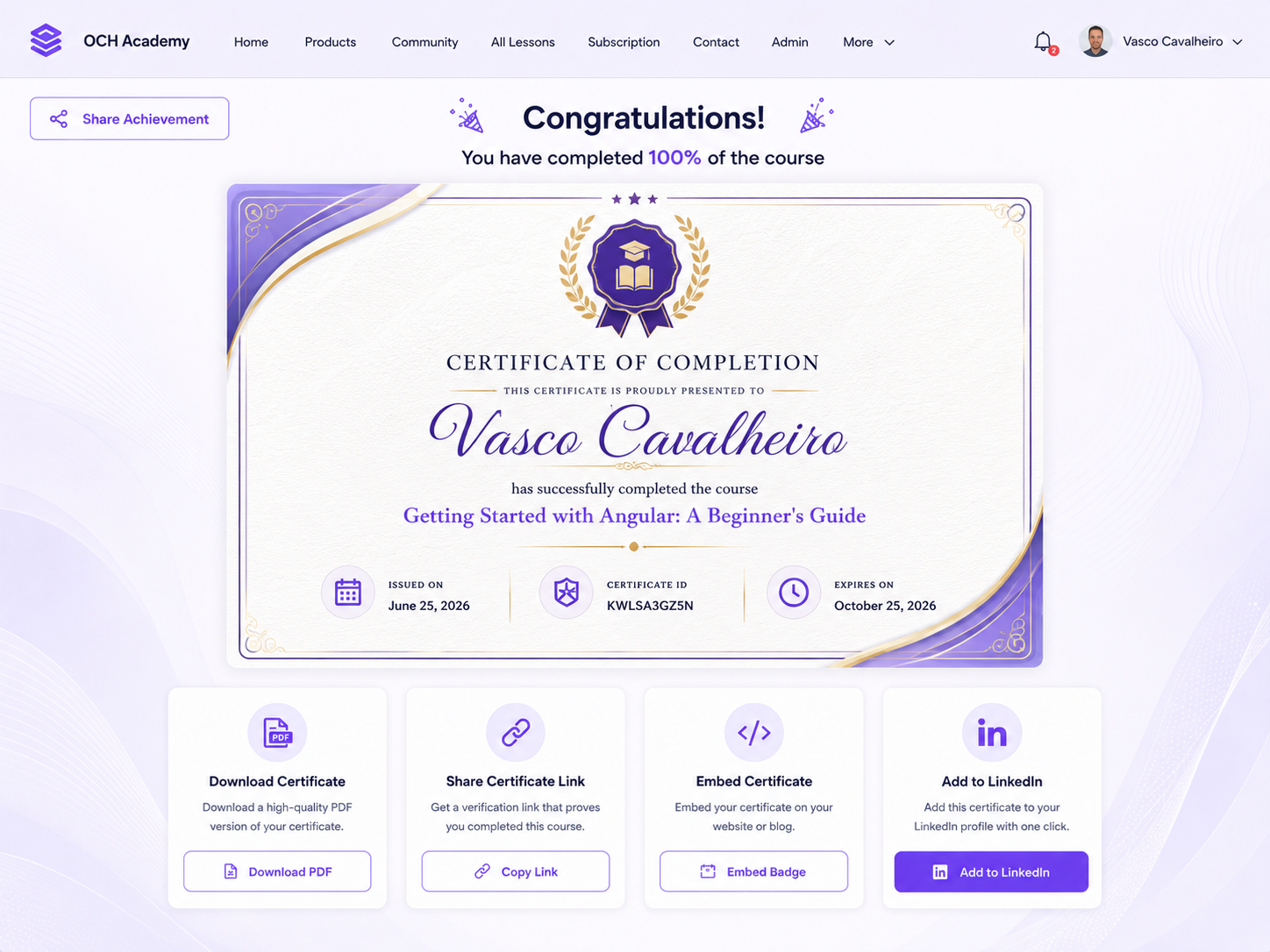 Certificates screenshot